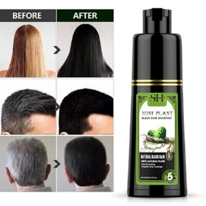 Natural Herbal 250ml Black Hair Color Dye Shampoo Permanent Coloring for Unisex - Picture 1 of 14