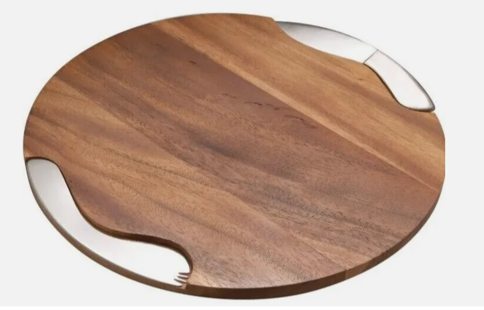 Nambe Acacia 奶酪板块带不锈钢刀和摊铺机 Y81M — 第 1/4 张图片