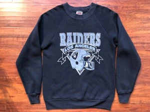 80s Vintage Los Angeles Raiders Crewneck Raglan Sweatshirt Oakland Fits Small LA - Picture 1 of 5