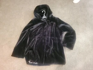 Women's Dennis Basso Black Faux Mink Fur Hooded Coat with Bag~ 2X - Picture 1 of 4