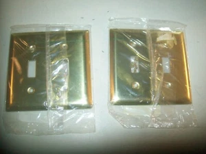 2 Massive Messing Doppel Kippschalter #SB2-PBCC10 Wandplatten 4 9/16" x 4 1/2" - Bild 1 von 4