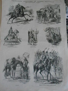 Gravure 1867 - Principaux Uniforme Armée Espagnole - Picture 1 of 1