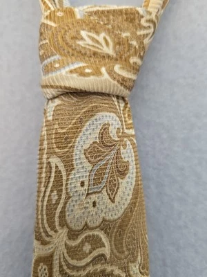 Corbata IKE Behar medallones arabescos dorada y tostada Nueva York alta larga 61 pulgadas X 3,5 pulgadas Foto 1 de 4