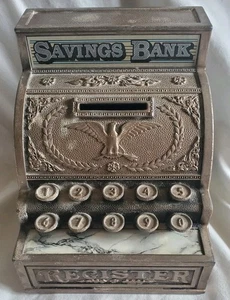 Salvadanaio Registro Coin Bank Vintage Registratore di Cassa Replica Hong Kong Retrò  - Foto 1 di 13