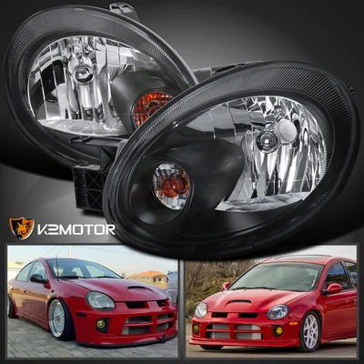 Black Fits 2003-2005 Dodge Neon Factory Style Headlights Head Lamps Left+RIght - Изображение 1 из 4