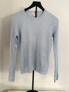 Suéter Brooks Brothers Rojo Vellón Azul Claro Metálico Tejido con Cable Talla S Preppy - Imagen 1 de 9