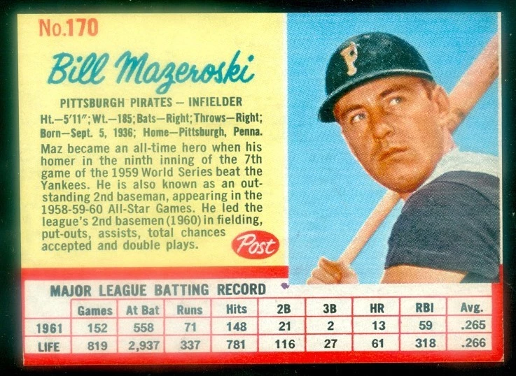 Billete Mazeroski 1962 post #170 excelente Foto 1 de 1