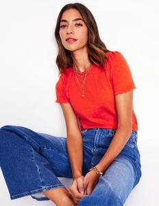 New Boden Ali Ricrac T-shirt Fiesta Casual Summer Scalloped Edge Uk 10 RRP £40 - Picture 1 of 15