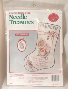 10"x16" Counted Cross Stitch Kit Mrs. Tittlemouse's Stocking Beatrix Potter + - Picture 1 of 12