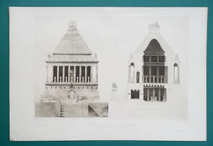 TACCHINO Restauro Mausoleo di Alicarnasso - 2 (Due) Stampe ESPOUY 12x17" - Foto 1 di 2