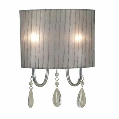 NUEVO - Aplique de pared plateado/gris - Lámpara de luz cromada y vidrio Candelabro - 2 bombillas Foto 1 de 4