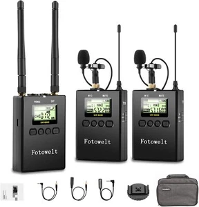 UHF Metall kabelloses Lavalier Mikrofon Zweikanal Empfänger für DSLR/Camcorder - Bild 1 von 7
