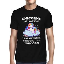 1Tee Mens Unicorns Are Awesome Therefore I am A Unicorn T-Shirt
