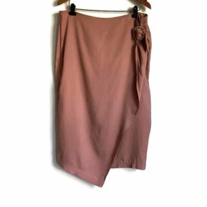 Addition Elle Womens Long Wrap Skirt Pink Asymmetric 100% Lyocell Plus 16 New - Picture 1 of 6