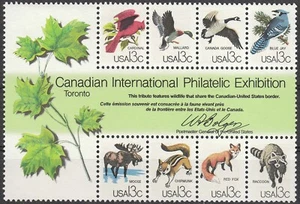 Stamp US Sc 1757 Block 1978 Apex Canadian Wildlife Goose Fox Racoon Moose MNH - Picture 1 of 1