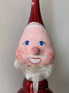 Vintage De Carlini Jolly Santa Christmas Glass Tree Topper Finial IOB Italy 15” - Picture 1 of 15