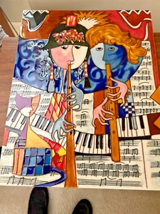 CERAMIC CONTEMPORARY MUSICAL WALL HANGING (14" X 11") - Picture 1 of 5