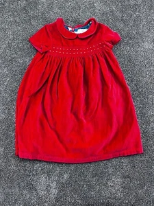 Mini Boden Velvet Red Smocked Holiday Christmas Dress Girls 6-7 - Picture 1 of 6