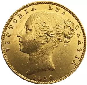 1853 Queen Victoria Shield Reverse Sovereign - Picture 1 of 2