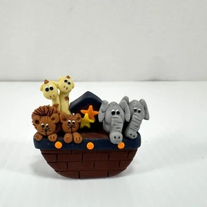 Mini arte hecho a mano arca de Noé arcilla decoración animal habitación infantil - Imagen 1 de 4
