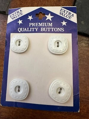 Vintage Premium Quality Buttons  7/8" wide ~ 2 Hole ~ white - Image 1 of 4