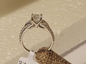 Sterling Silver Round Cut Cubic Zirconia Engagement Ring Size 7 - Picture 1 of 16