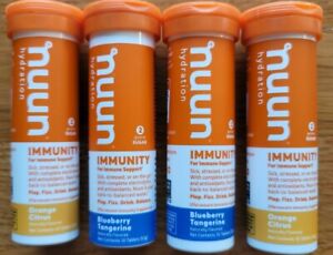 Nuun Immunity Blueberry Tangerine & Orange Citrus Combo, 10 Tabs each (4-Pack)
