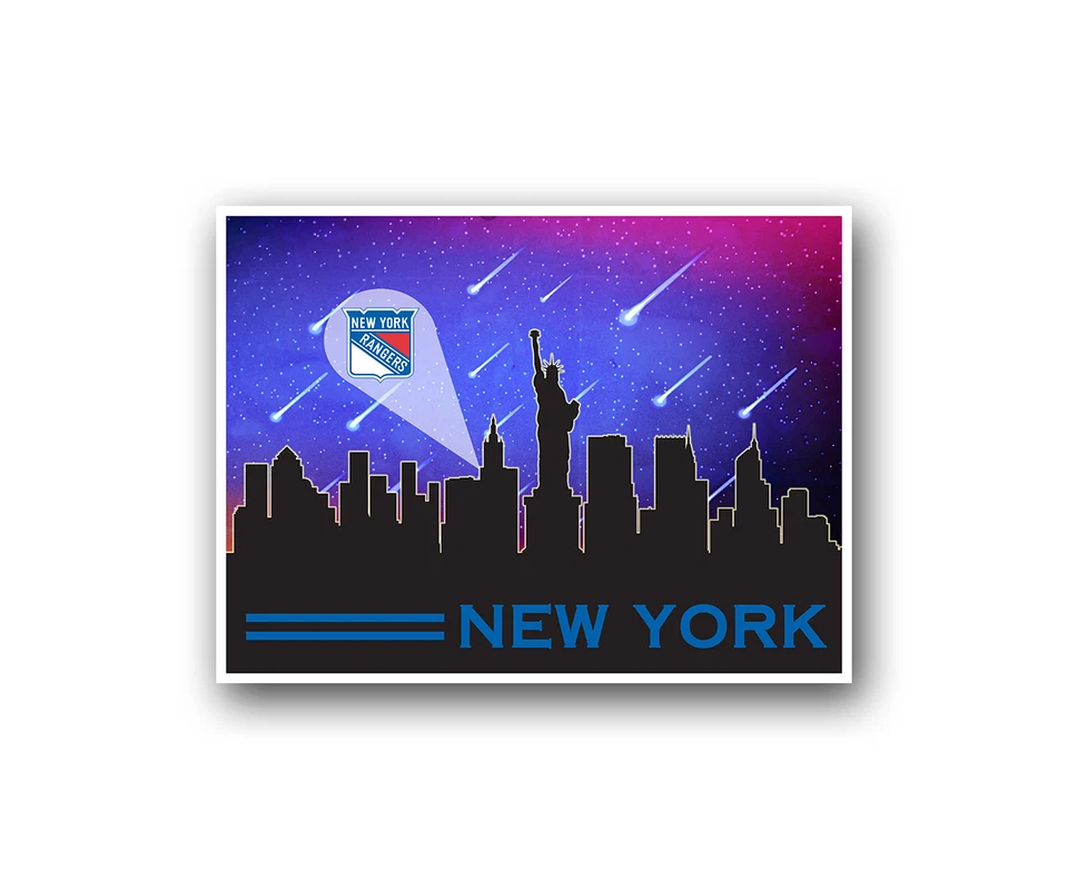 New York Rangers Poster City Skyline Art Print Man Cave Decor 12x16" Foto 1 de 1