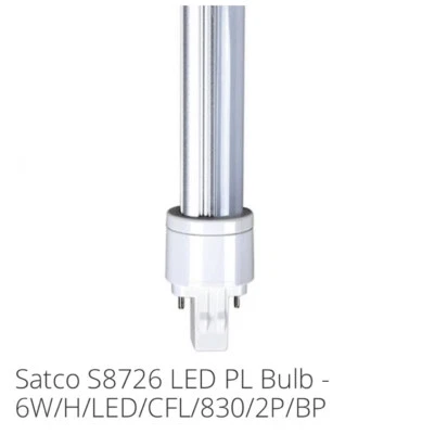Satco S8728 6W LED PL 2-PIN 4000K Cool White 525 Lumens GX23 (Deals On Quantity) - Image 1 of 3
