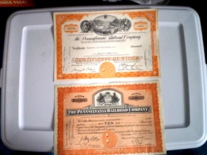 Pennsylvania Railroad Company Stock Certificate 1948 & 1966 2-4-1 price - Picture 1 of 6