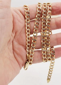 10K Y Gold* Curb Hollow Chain 2 tone Diamond Cut Chain 28 inches x (W)5.27mm - Picture 1 of 7
