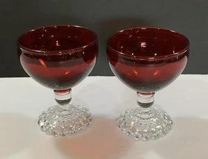 Boopie Cordials Ruby Red Footed Lot Set 2 Vintage Glass Anchor Hocking #30 - Picture 1 of 5