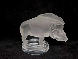 Lalique French Art Glass Sanglier Bouchon de Radiateur Wild Boar Hood Ornament - Picture 1 of 9