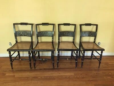 古董希区柯克椅 4 件套原版绘画模板原始甘蔗 1840 — 第 1/4 张图片