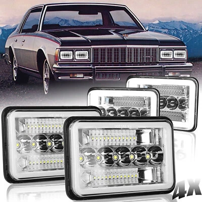 4PCS 4x6" Inch LED Headlights Hi/Lo Halo DRL For Chevrolet Caprice 1977 to 1986 - Image 1 of 4
