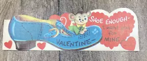 Vintage Valentine Mouse on Blue Shoe Shoe Enough 1970s - Picture 1 of 3