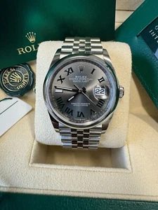 Rolex  Datejust 36mm 126200 Stainless Steel Smooth Bezel Wimbledon Dial Jubilee - Picture 1 of 8