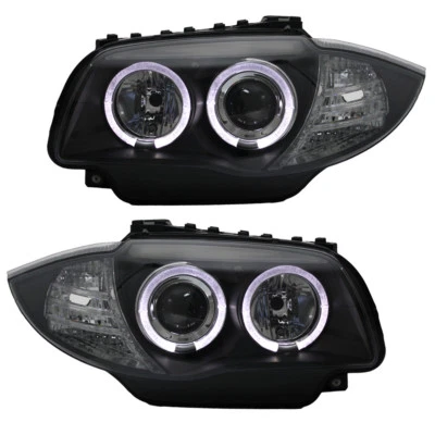 Scheinwerfer Angel Eyes für BMW E81 E82 E87 E88 Bj. 2004-2011 Schwarz - Bild 1 von 4
