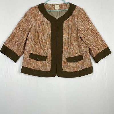 Sejour Women's Size 22W Pearson Tweed 3/4 Sleeve Blazer Pockets, Lined Cotton - Image 1 of 4