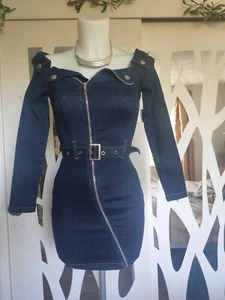 Parisian Gorgeous Blue Denim Shirt Dress Size 6 New with tags - Picture 1 of 6