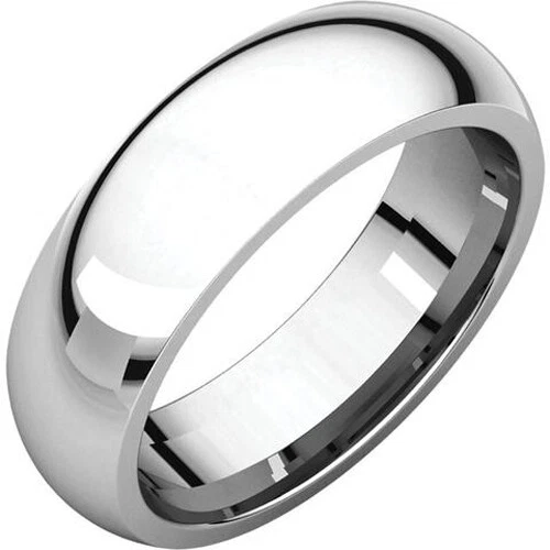 6mm 18K Solid White Gold Plain Dome Half Round Comfort Fit Wedding Band Ring New - Image 1 of 1