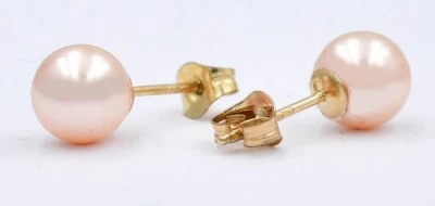 PENDIENTES PERLAS AGUA DULCE ORIGINALES 6mm ORO 14K - Nuevos Con Etiqueta Foto 1 de 4