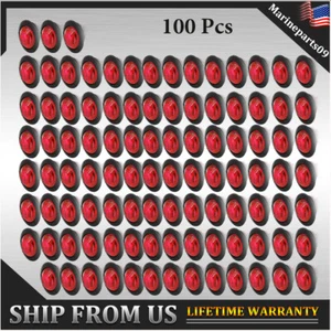 100X Red Side Marker Lights Truck Trailer Round Bullet 12V LED Clearance Light - Picture 1 of 8
