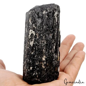 Großer glänzender schwarzer Turmalin mit Feldspat vom Erongo Berg Namibia 400 Gramm - Bild 1 von 8