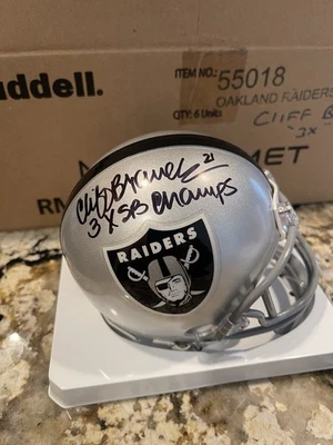 Oakland Raiders Cliff Branch #21 FIRMADO RIDDELL Velocidad Mini Casco Inscrito BAS Foto 1 de 2