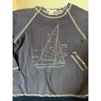 Janie And Jack Blue Nautical Sailboat Graphic Long Sleeve Crew Neck Size 5T - Image 1 of 3