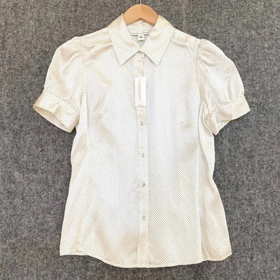 NWT Banana Republic Womens S 100% Silk Polka Dot Short Sleeve Button Up Blouse - Image 1 of 4