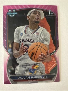 2022 Bowman Chrome U Dajuan Harris Jr Pink Refractor #90 Kansas Jayhawks - Picture 1 of 2