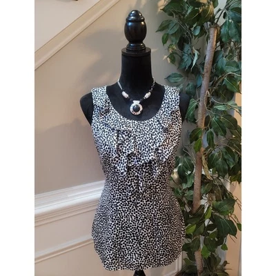 White House Black Market Blouse Women's Small Black White 100% Polyester Top - Изображение 1 из 4