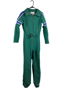 Cevas Vintage Ski Suit Snowsuit Full Suit 1980s Ski Suit 10 Green Blue Retro VTG - Picture 1 of 13